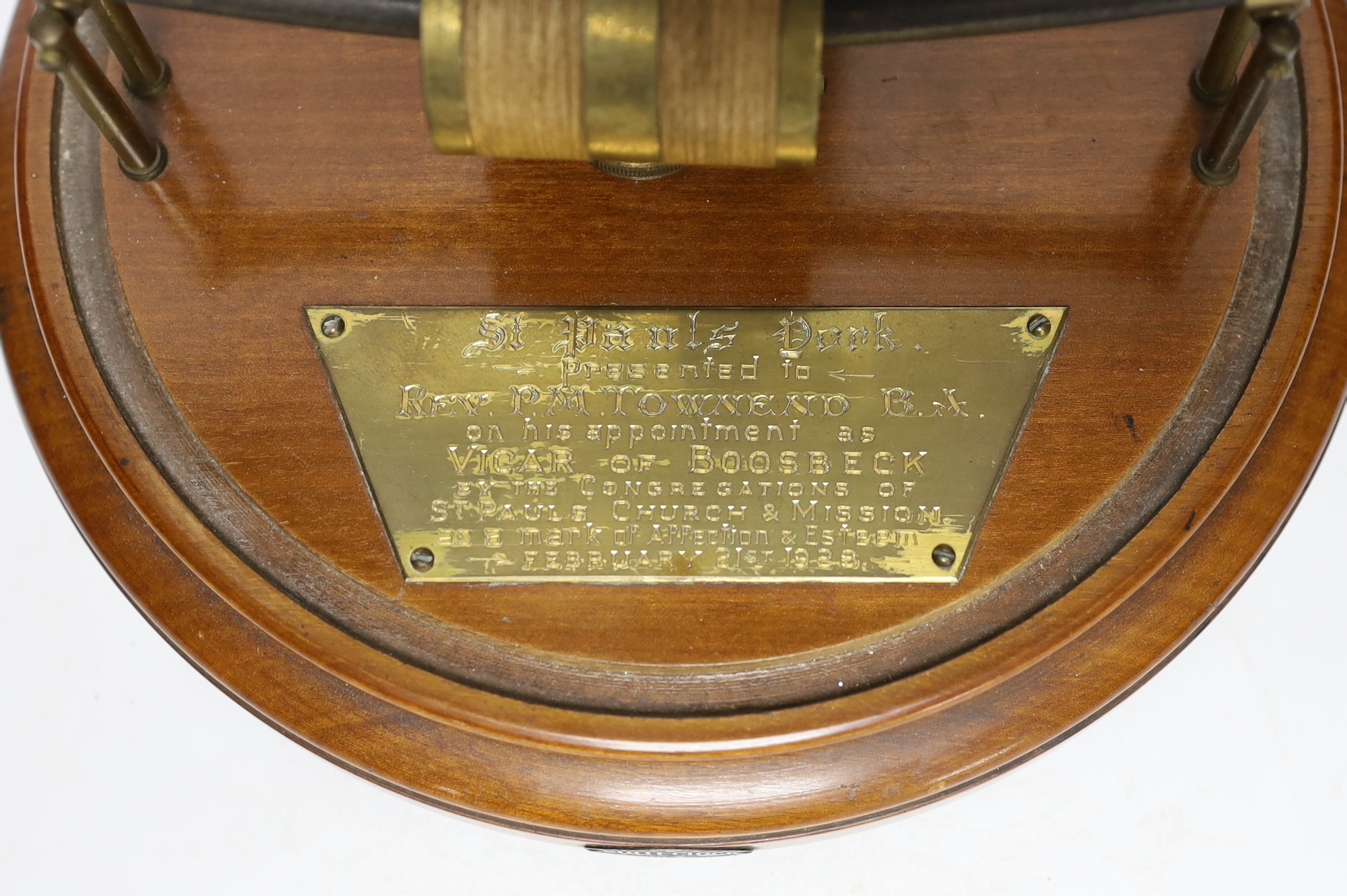 A Bulle electro-magnetic mantel clock, applied plaque to base, 40cm high